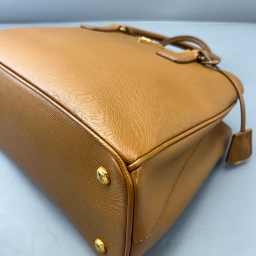 Prada Medium Galleria Double Zip Tote Saffiano Calfskin Tan