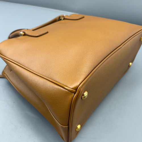 Prada Medium Galleria Double Zip Tote Saffiano Calfskin Tan