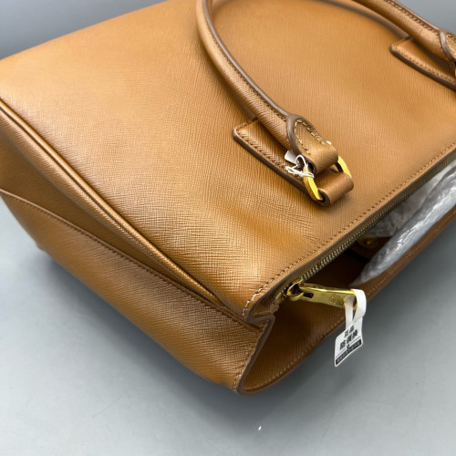 Prada Medium Galleria Double Zip Tote Saffiano Calfskin Tan