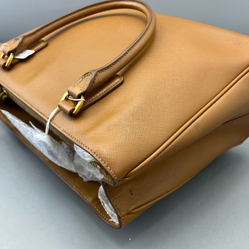 Prada Medium Galleria Double Zip Tote Saffiano Calfskin Tan