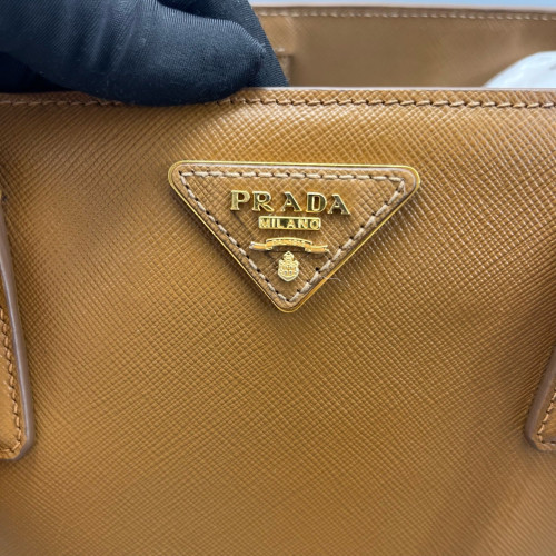Prada Medium Galleria Double Zip Tote Saffiano Calfskin Tan