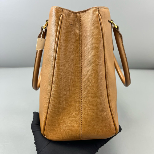 Prada Medium Galleria Double Zip Tote Saffiano Calfskin Tan