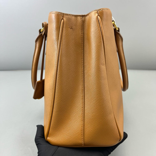 Prada Medium Galleria Double Zip Tote Saffiano Calfskin Tan