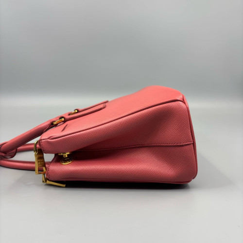Prada Small Galleria Double Zip Tote Saffiano Calfskin Pink