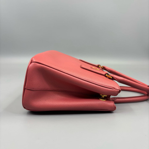 Prada Small Galleria Double Zip Tote Saffiano Calfskin Pink