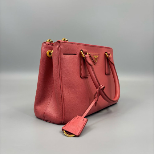 Prada Small Galleria Double Zip Tote Saffiano Calfskin Pink