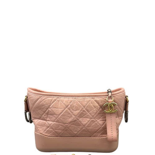 Chanel Quilted Small Gabrielle Hobo Calfskin Pink
