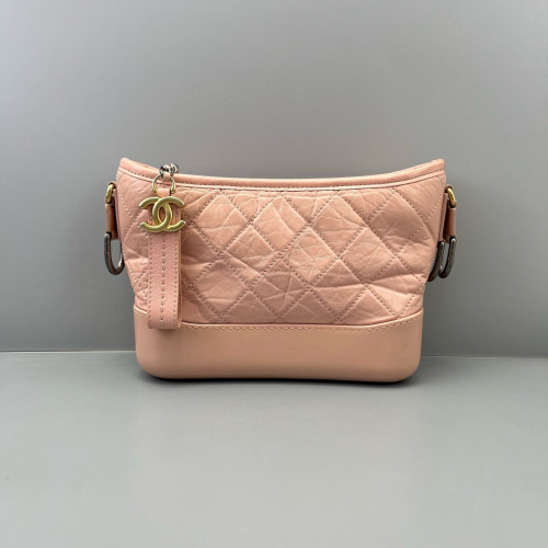 Chanel Quilted Small Gabrielle Hobo Calfskin Pink