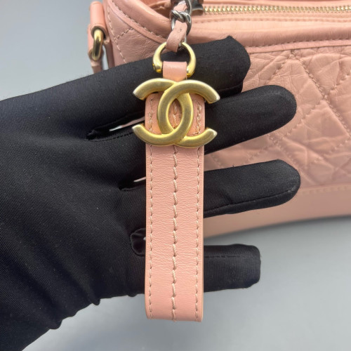 Chanel Quilted Small Gabrielle Hobo Calfskin Pink