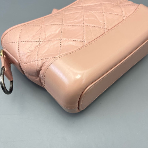 Chanel Quilted Small Gabrielle Hobo Calfskin Pink