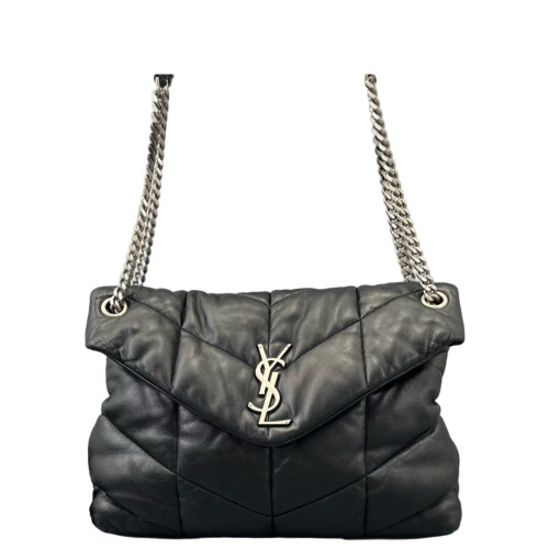 Yves Saint Laurent Medium Loulou Puffer Chain Calfskin Black