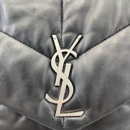 Yves Saint Laurent Medium Loulou Puffer Chain Calfskin Black