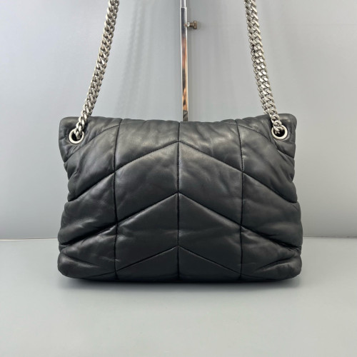 Yves Saint Laurent Medium Loulou Puffer Chain Calfskin Black
