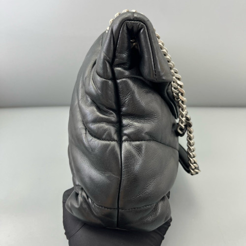 Yves Saint Laurent Medium Loulou Puffer Chain Calfskin Black