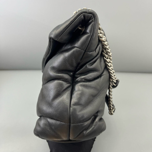 Yves Saint Laurent Medium Loulou Puffer Chain Calfskin Black