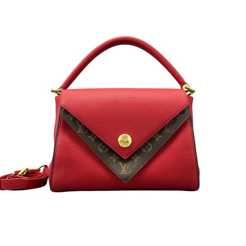 Louis Vuitton Double V Bag Monogram Calfskin Red Brown