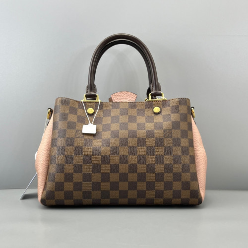 Louis Vuitton Cuir Taurillon Brittany Damier Ebene Brown Pink