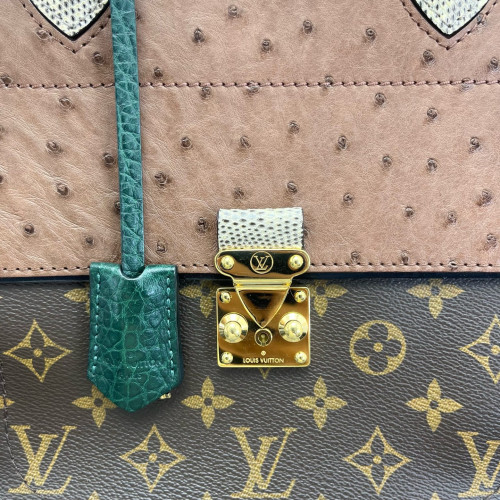 Louis Vuitton Majestueux Tote PM Monogram Ostrich Lizard Brown