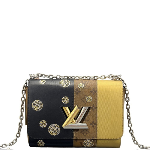 Louis Vuitton Studded Twist PM Monogram Epi Black Brown Gold