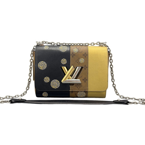 Louis Vuitton Studded Twist PM Monogram Epi Black Brown Gold