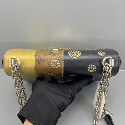 Louis Vuitton Studded Twist PM Monogram Epi Black Brown Gold