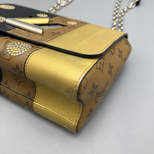 Louis Vuitton Studded Twist PM Monogram Epi Black Brown Gold