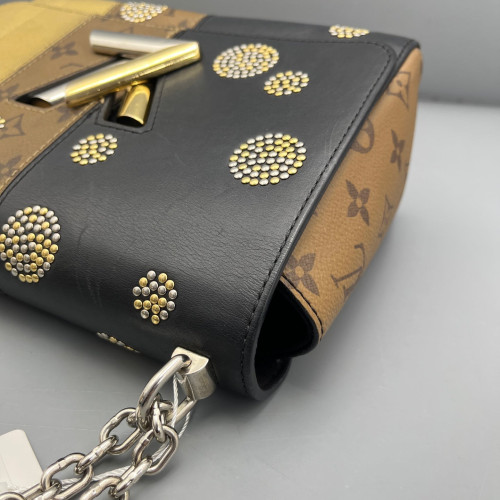 Louis Vuitton Studded Twist PM Monogram Epi Black Brown Gold