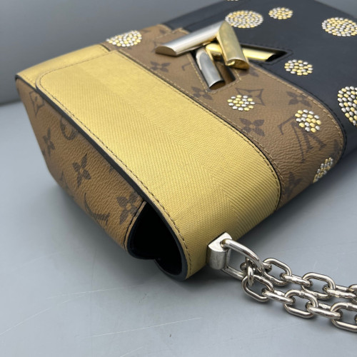 Louis Vuitton Studded Twist PM Monogram Epi Black Brown Gold