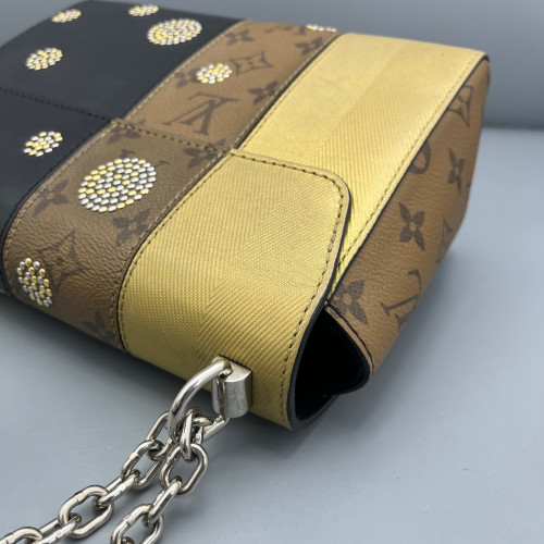 Louis Vuitton Studded Twist PM Monogram Epi Black Brown Gold