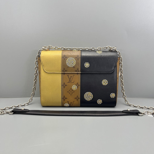Louis Vuitton Studded Twist PM Monogram Epi Black Brown Gold