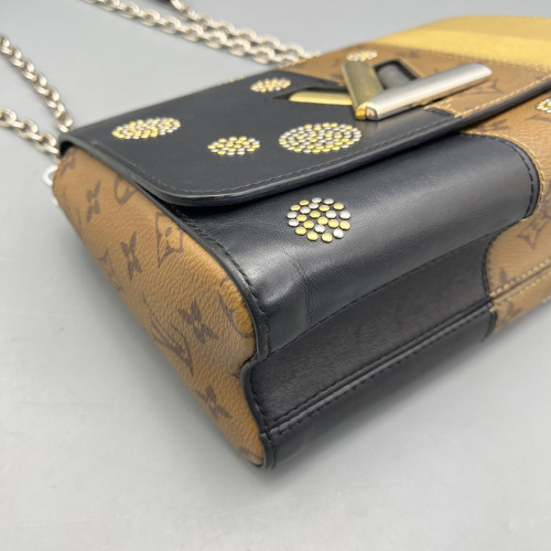 Louis Vuitton Studded Twist PM Monogram Epi Black Brown Gold