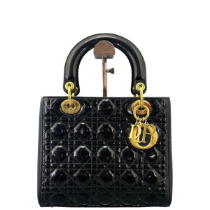 Dior Medium Lady Dior Patent Calfskin Black