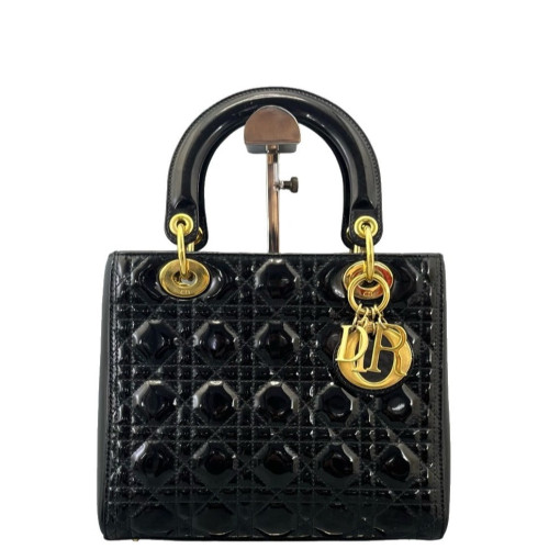 Dior Medium Lady Dior Patent Calfskin Black