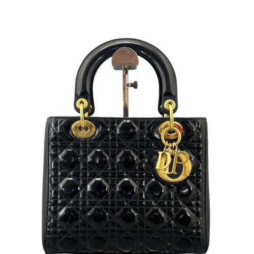 Dior Medium Lady Dior Patent Calfskin Black