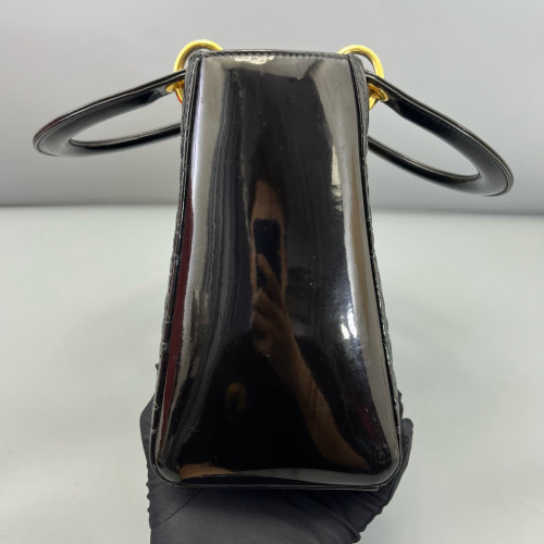 Dior Medium Lady Dior Patent Calfskin Black