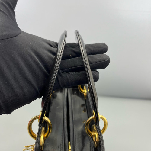 Dior Medium Lady Dior Patent Calfskin Black