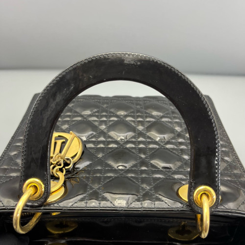 Dior Medium Lady Dior Patent Calfskin Black