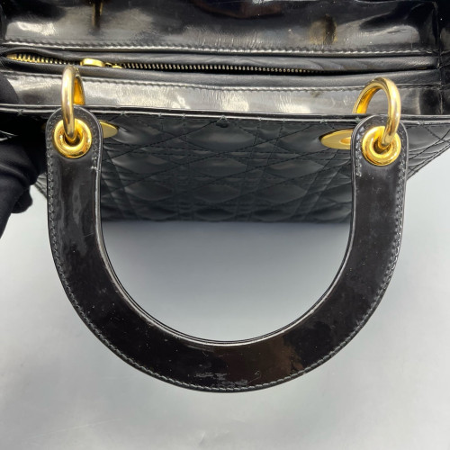 Dior Medium Lady Dior Patent Calfskin Black
