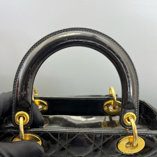 Dior Medium Lady Dior Patent Calfskin Black