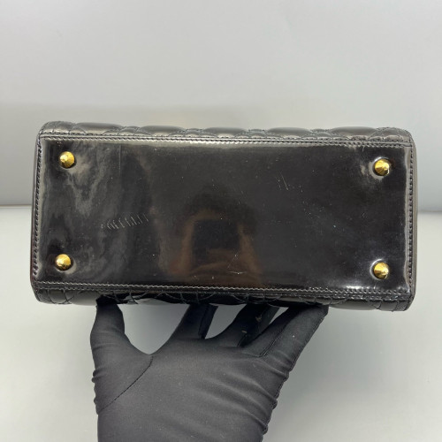 Dior Medium Lady Dior Patent Calfskin Black