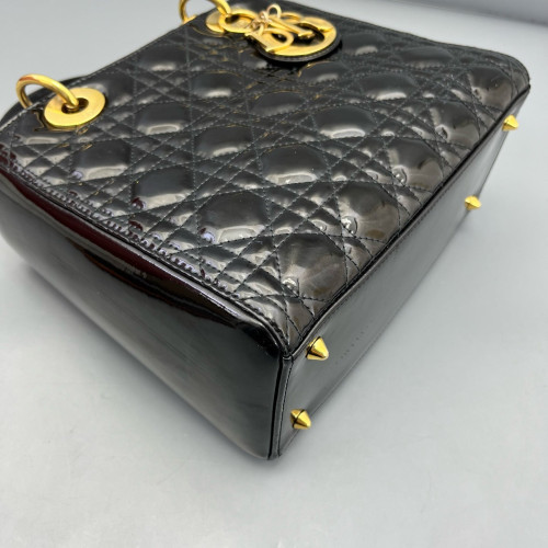 Dior Medium Lady Dior Patent Calfskin Black