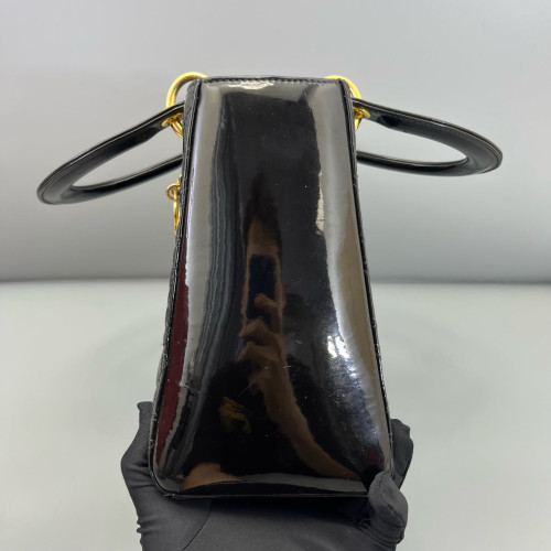 Dior Medium Lady Dior Patent Calfskin Black