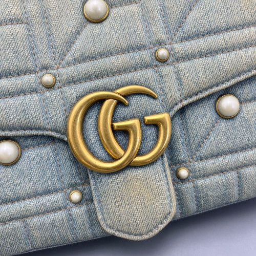 Gucci Small GG Marmont Denim Blue