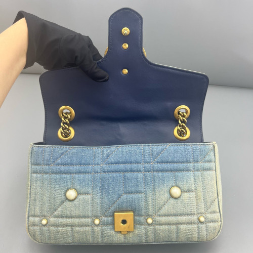 Gucci Small GG Marmont Denim Blue