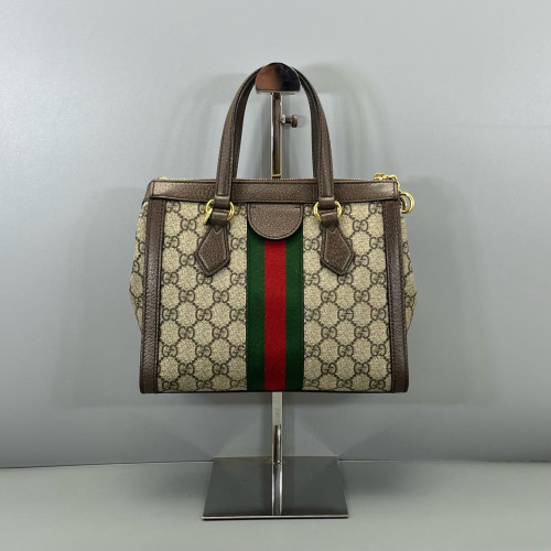 Gucci Web Ophidia Tote Bag GG Supreme Monogram Beige Ebony