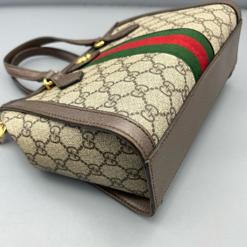 Gucci Web Ophidia Tote Bag GG Supreme Monogram Beige Ebony