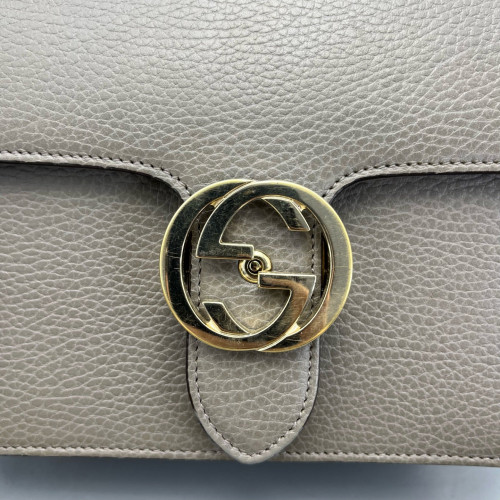Gucci Small Interlocking G Shoulder Bag Calfskin Grey