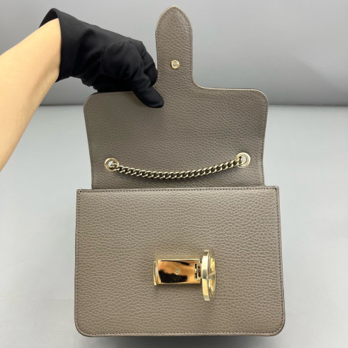 Gucci Small Interlocking G Shoulder Bag Calfskin Grey