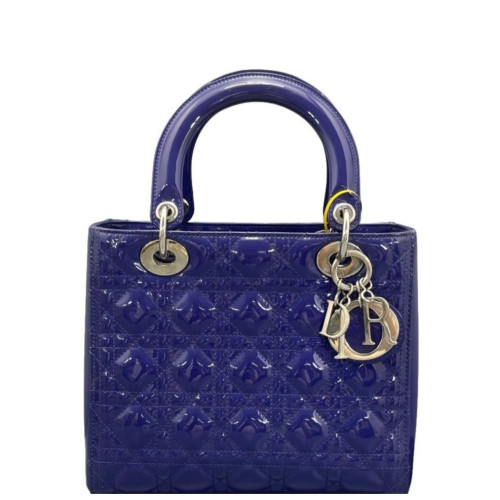 Dior Medium Lady Dior Patent Calfskin Purple Blue