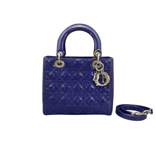 Dior Medium Lady Dior Patent Calfskin Purple Blue